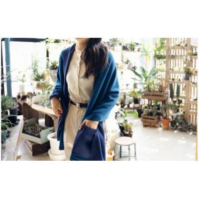 ふるさと納税 五泉市 「CLEMATIS」リバーシブル和紙ストール たたきポケット(ブルー) - 画像 (3)